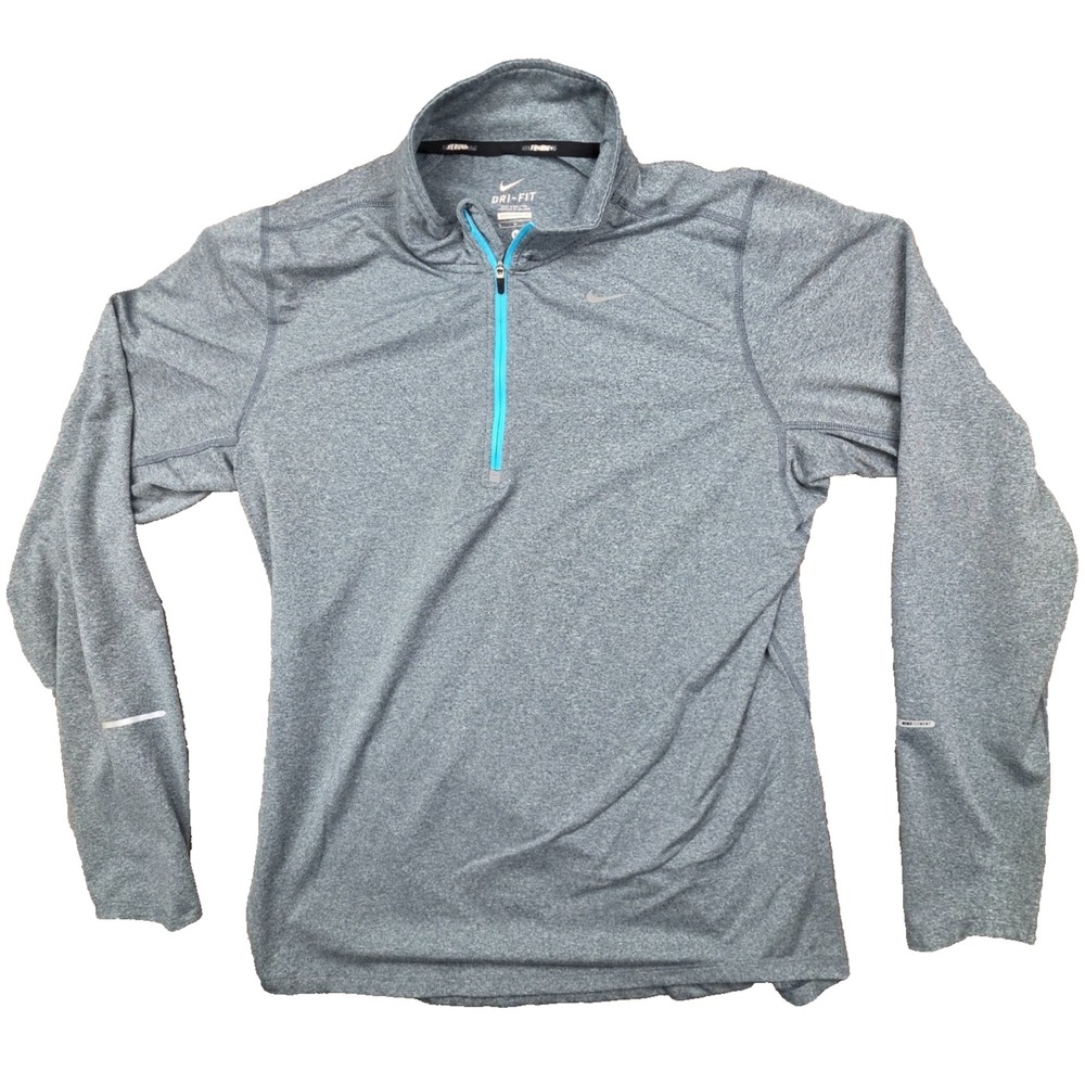 Nike Element‎ Dri-FIT Half Zip Running Top Mens M Blue Gray Reflective 504606